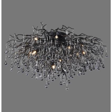 Paul Neuhaus 8092-18 - ICICLE Flush-Mount Chandelier 14xG9/40W/230V Ø 100 cm Black