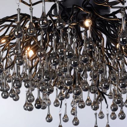 Paul Neuhaus 8092-18 - ICICLE Flush-Mount Chandelier 14xG9/40W/230V Ø 100 cm Black