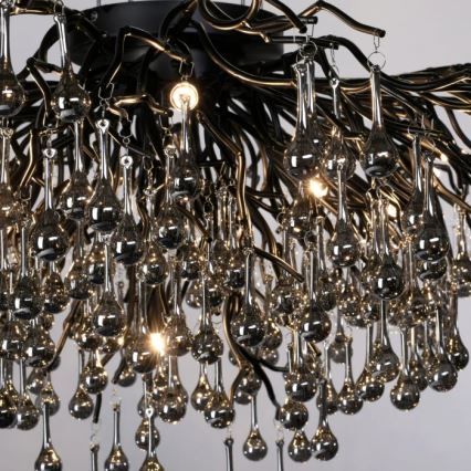 Paul Neuhaus 8092-18 - ICICLE Flush-Mount Chandelier 14xG9/40W/230V Ø 100 cm Black