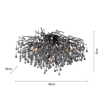 Paul Neuhaus 8092-18 - ICICLE Flush-Mount Chandelier 14xG9/40W/230V Ø 100 cm Black