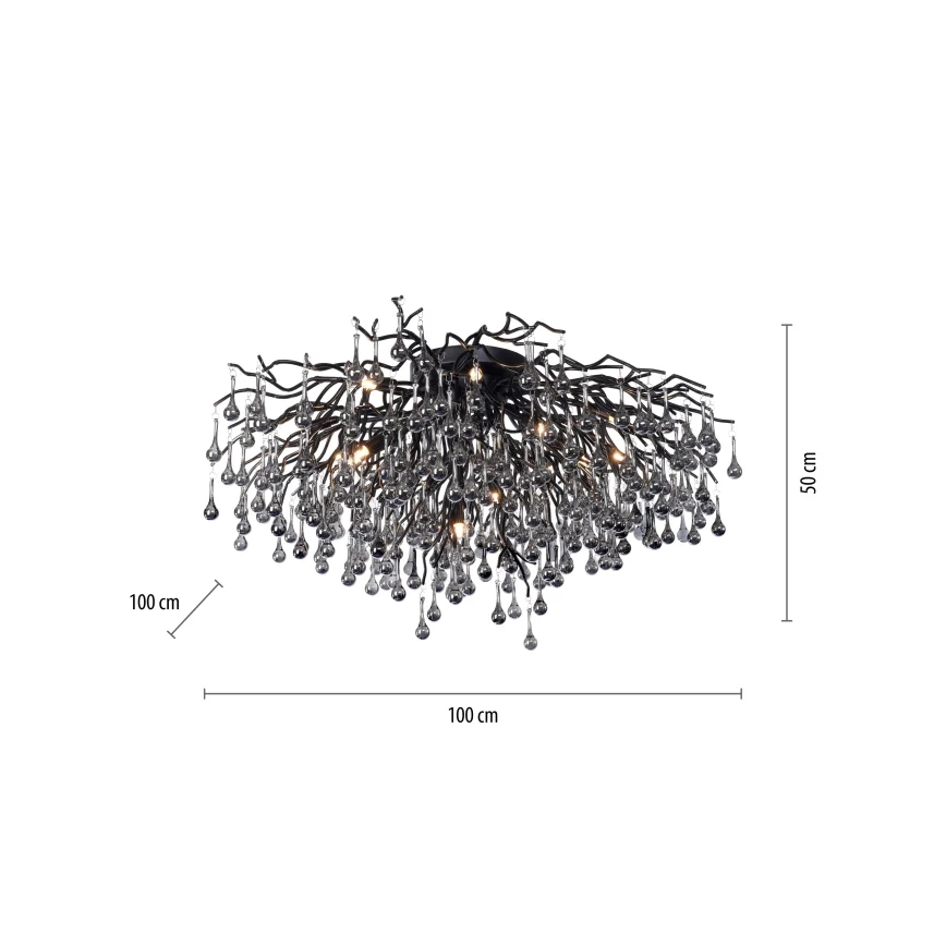 Paul Neuhaus 8092-18 - ICICLE Flush-Mount Chandelier 14xG9/40W/230V Ø 100 cm Black