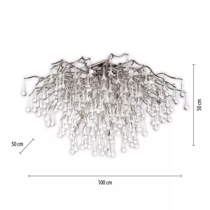 Paul Neuhaus 8092-55 - Flush-mounted chandelier ICICLE 14xG9/40W/230V Ø 100 cm polished chrome