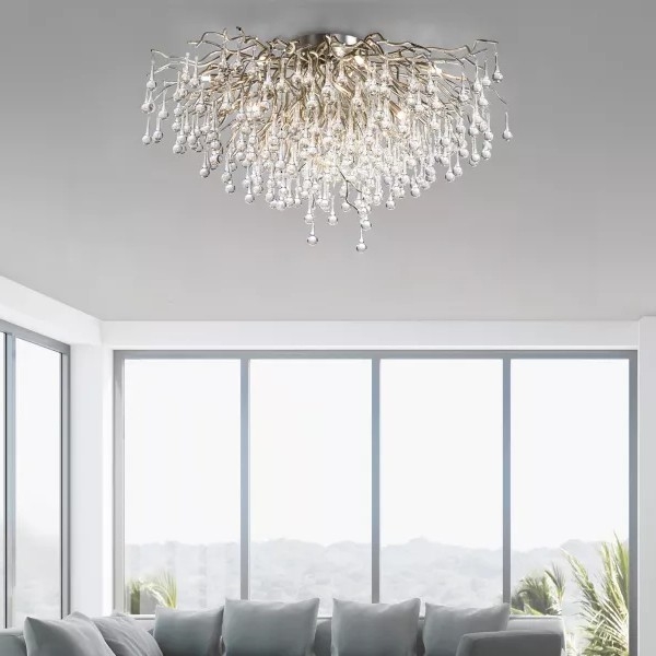 Paul Neuhaus 8092-55 - Flush-mounted chandelier ICICLE 14xG9/40W/230V Ø 100 cm polished chrome