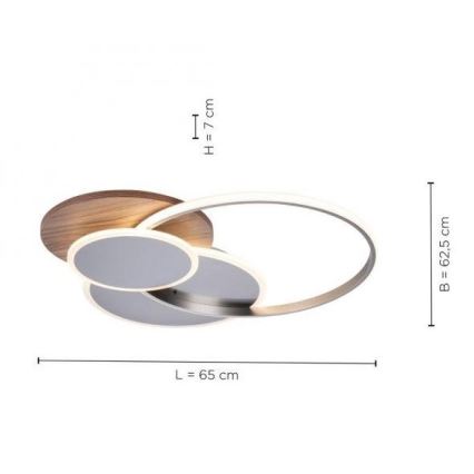 Paul Neuhaus 8328-79 - LED Dimmable ceiling light PALMA LED/50W/230V 2700-5000K pine + remote control