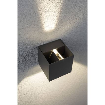Paulmann 18000 - 2xLED/3W IP65 Outdoor wall light CYBO 230V grey