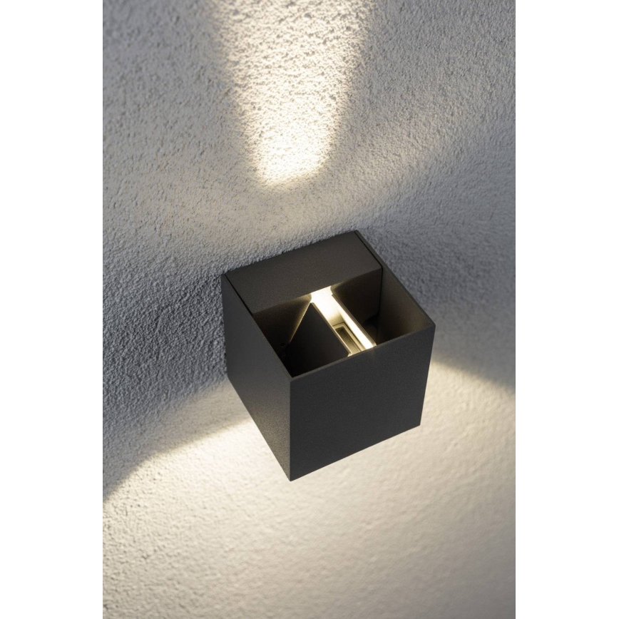 Paulmann 18000 - 2xLED/3W IP65 Outdoor wall light CYBO 230V grey