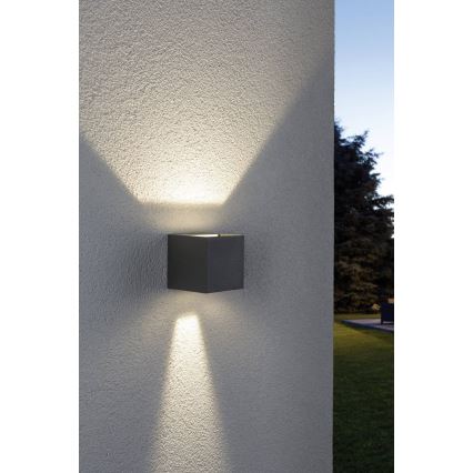 Paulmann 18000 - 2xLED/3W IP65 Outdoor wall light CYBO 230V grey