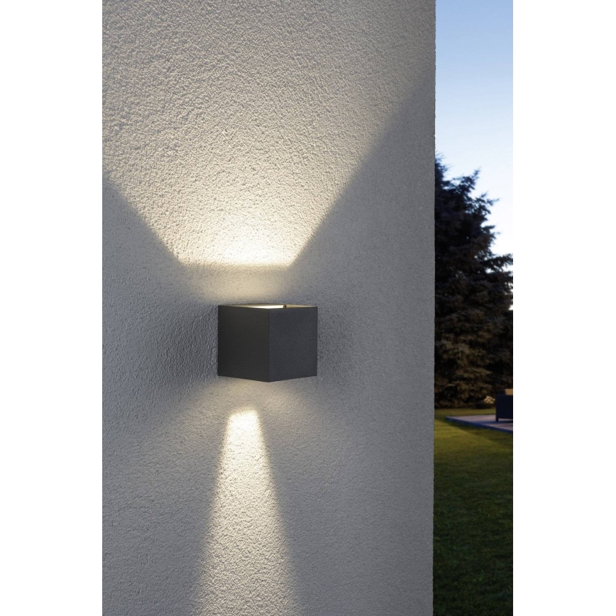 Paulmann 18000 - 2xLED/3W IP65 Outdoor wall light CYBO 230V grey
