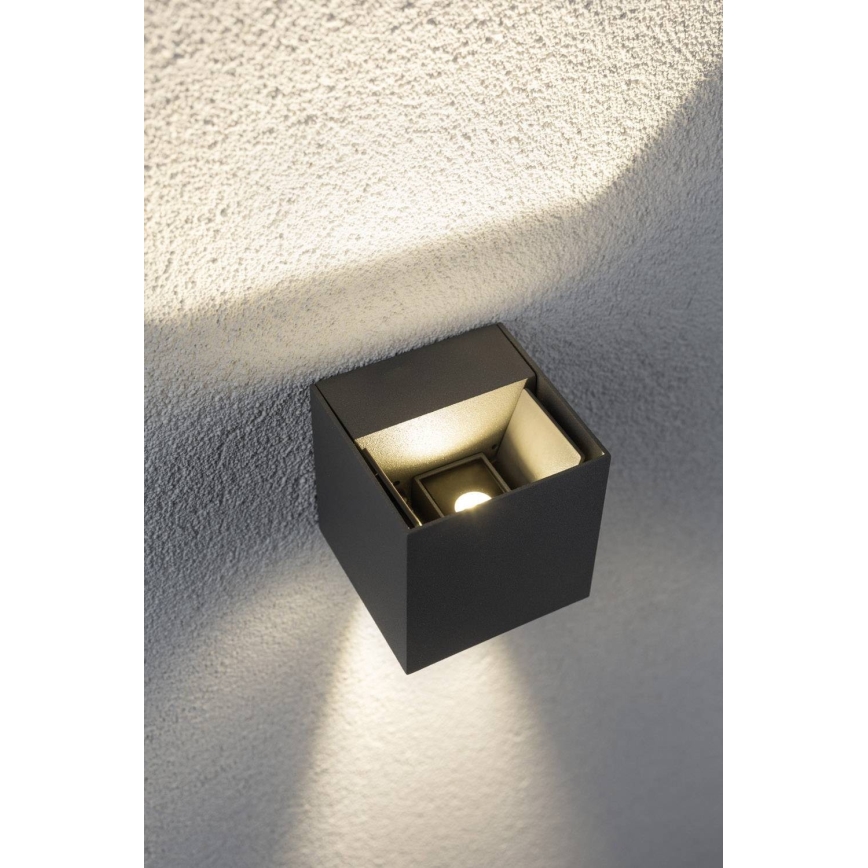 Paulmann 18000 - 2xLED/3W IP65 Outdoor wall light CYBO 230V grey