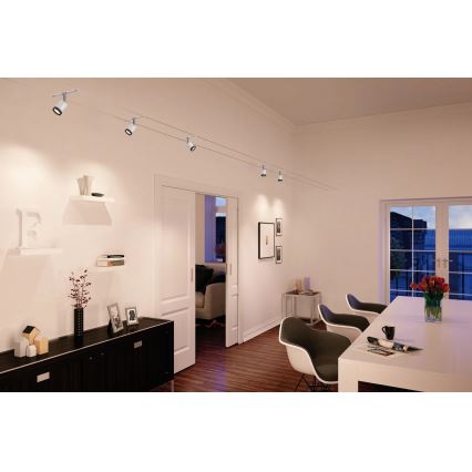 Paulmann 3981 - SET 5xLED/4W Complete cable lighting system TUBE 230V matte chrome/black