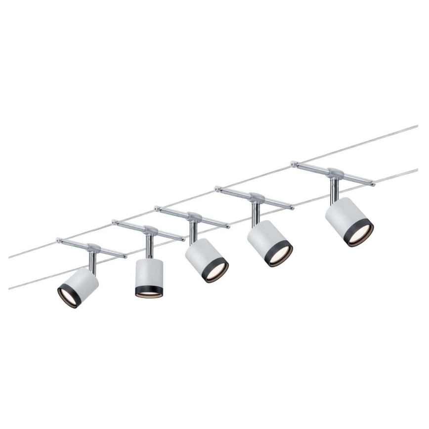 Paulmann 3981 - SET 5xLED/4W Complete cable lighting system TUBE 230V matte chrome/black
