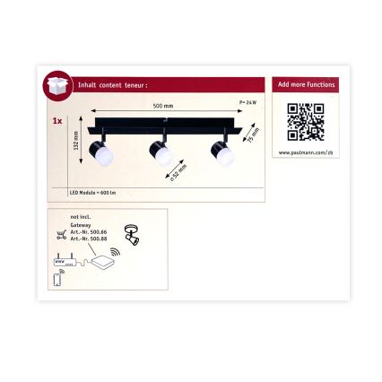 Paulmann 50099 - 3xLED/6,5W Dimmable spotlight SMART DEON 230V ZigBee