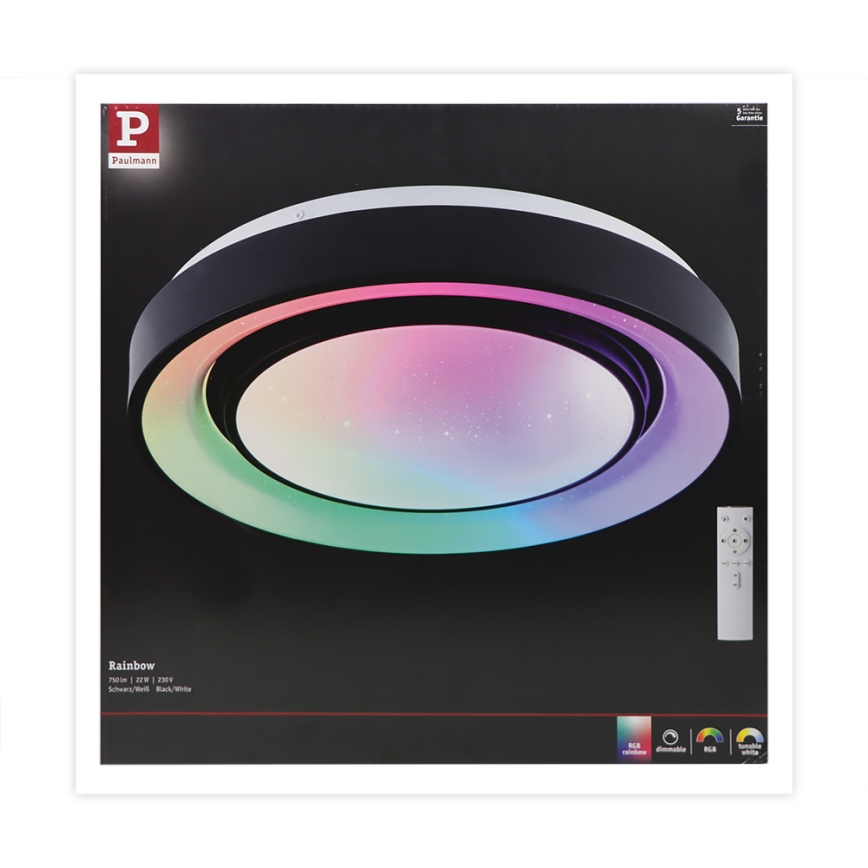 Paulmann 70544 - LED RGBW/22W Dimmable ceiling light RAINBOW 230V 3000-6500K + remote control