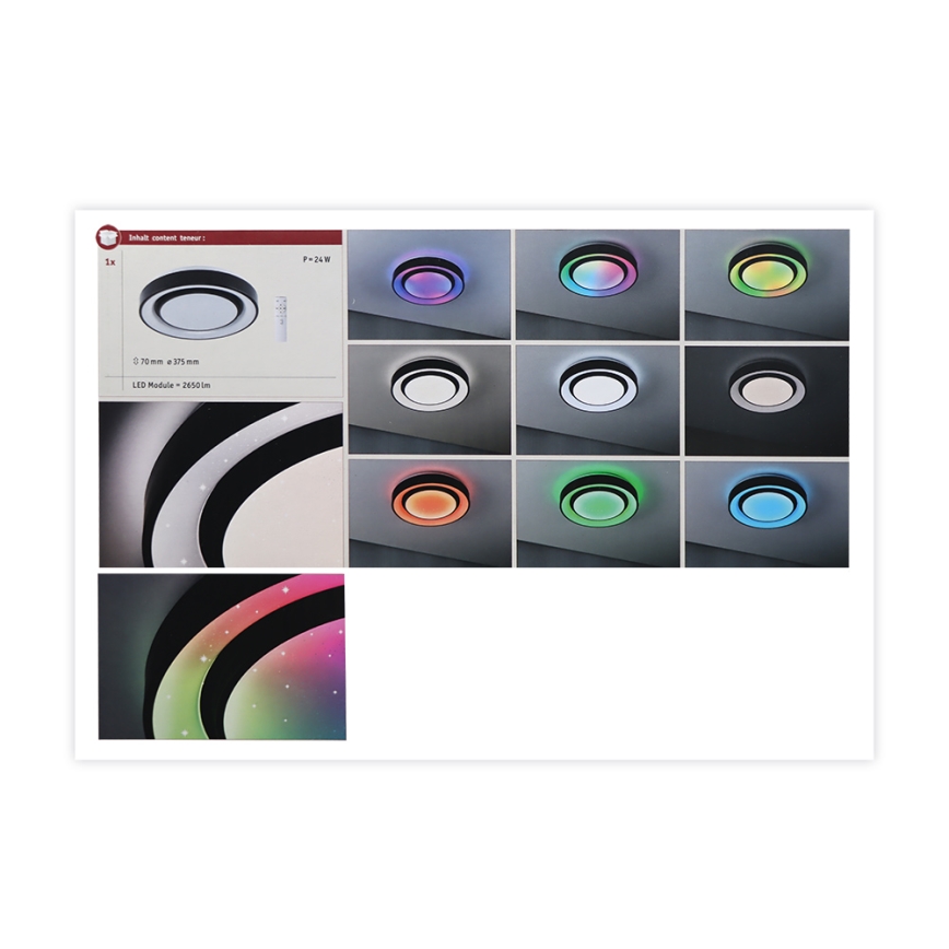 Paulmann 70544 - LED RGBW/22W Dimmable ceiling light RAINBOW 230V 3000-6500K + remote control