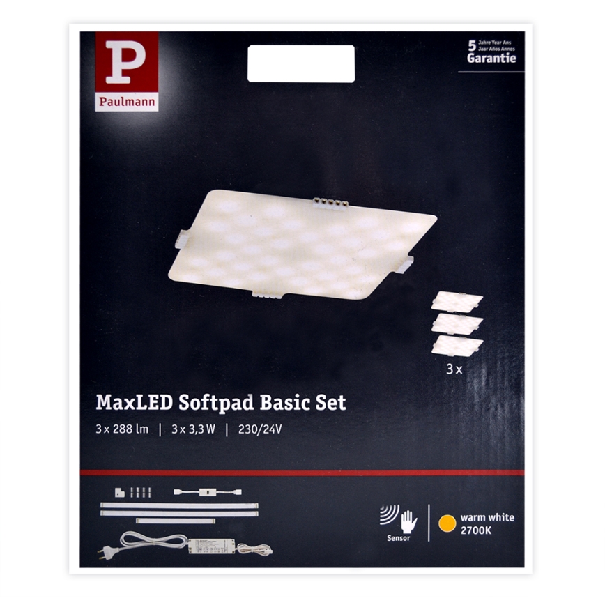 Paulmann 70710 - SET 3xLED/3,3W Furniture lighting with a sensor SOFTPAD 230V 2700K