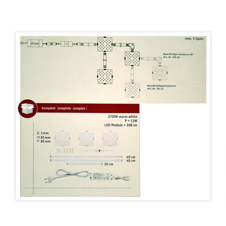 Paulmann 70710 - SET 3xLED/3,3W Furniture lighting with a sensor SOFTPAD 230V 2700K