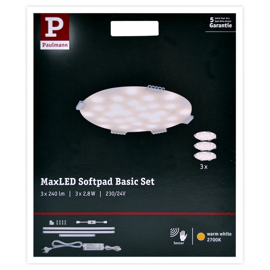Paulmann 70711 - SET 3xLED/2,8W Furniture lighting with a sensor SOFTPAD 230V 2700K