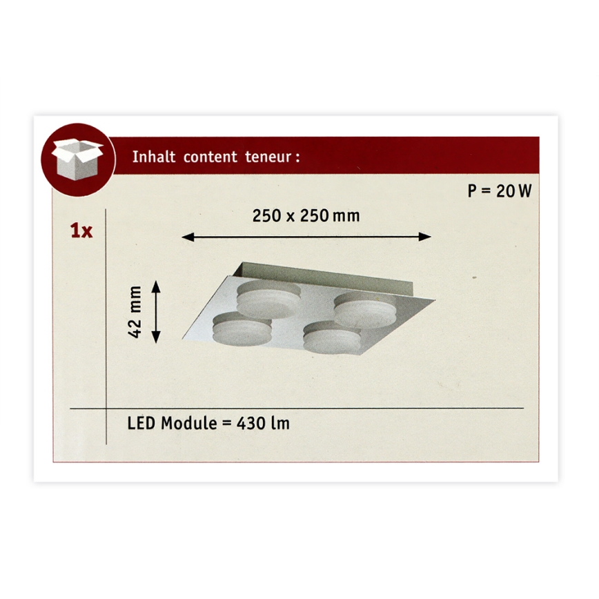 Paulmann 70875 - 4xLED/5W IP23 Bathroom ceiling light DORADUS 230V