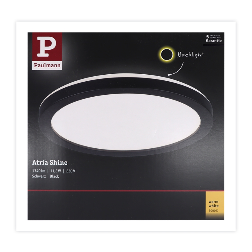 Paulmann 70997 - LED/11,2W Surface-mounted panel ATRIA 230V 3000K d. 19 cm black