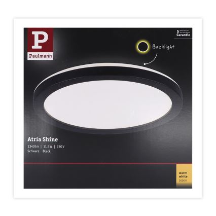 Paulmann 70997 - LED/11,2W Surface-mounted panel ATRIA 230V 3000K d. 19 cm black
