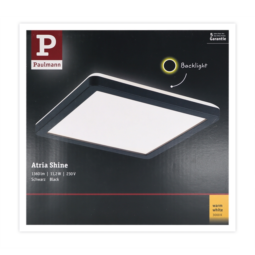 Paulmann 71000 - LED/11,2W Surface-mounted panel ATRIA 230V 3000K 19x19 cm black
