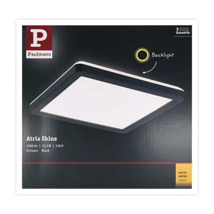 Paulmann 71000 - LED/11,2W Surface-mounted panel ATRIA 230V 3000K 19x19 cm black