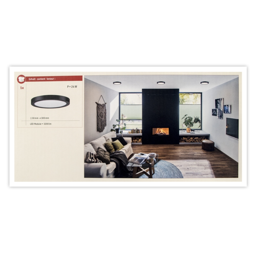 Paulmann 71025 - LED/22W Ceiling light ABIA 230V black