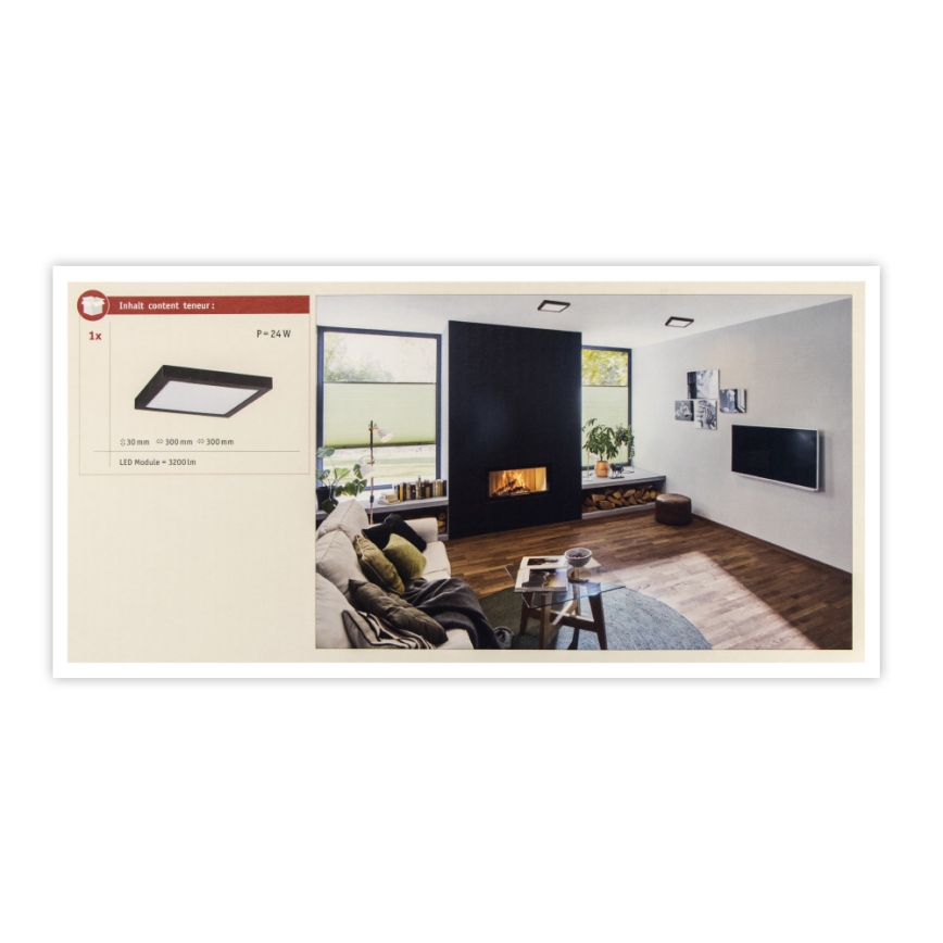 Paulmann 71026 - LED/22W Ceiling light ABIA 230V black