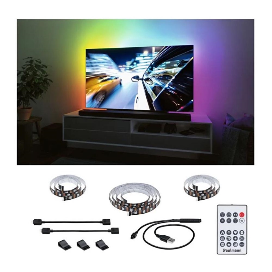 Paulmann 78880 - LED/3,5W RGB Dimmable strip for TV 2m ZOLL 5V + remote control