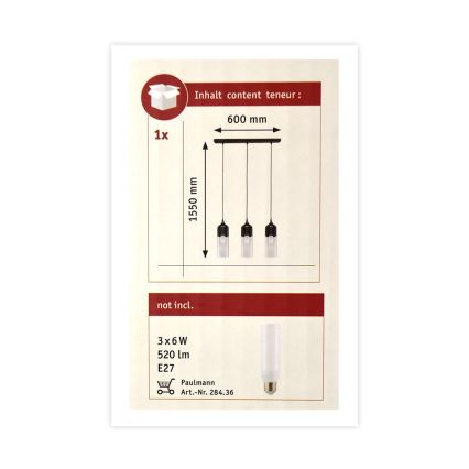 Paulmann 79642 - Chandelier on a string NEORDIC 3xE27/60W/230V