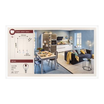 Paulmann 79657 - 3xE14/20W Chandelier on a string NEORDIC HALDAR 230V