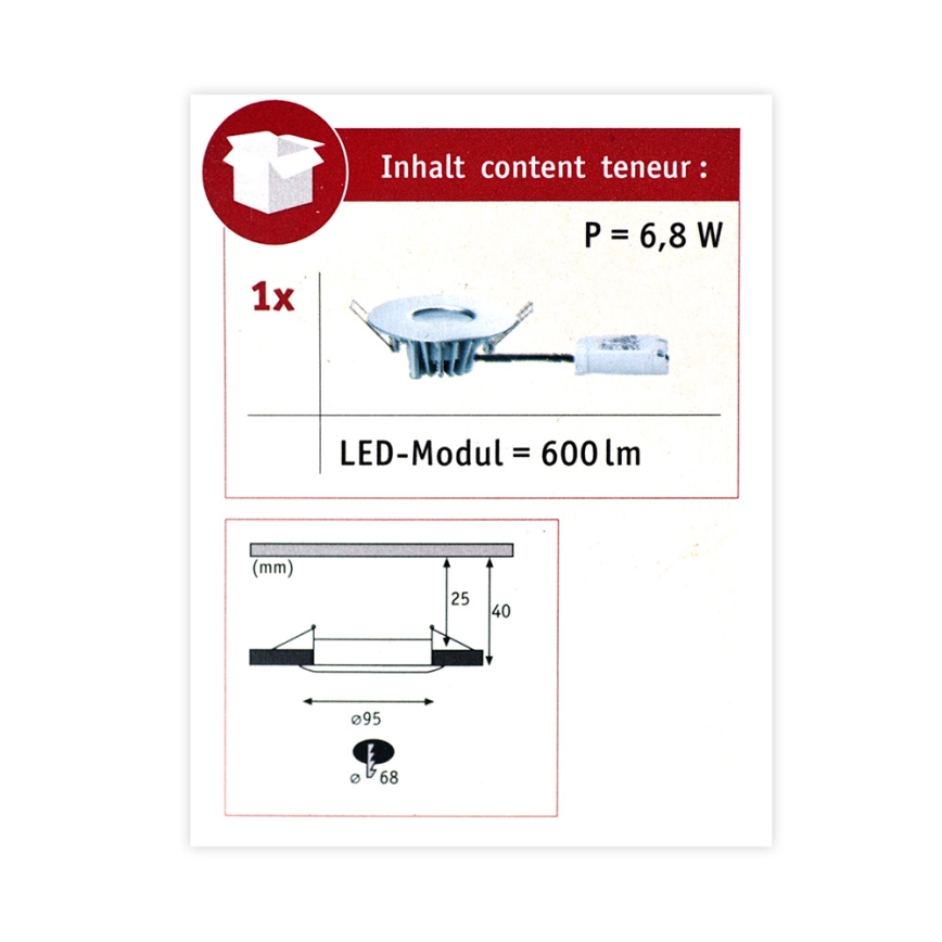 Paulmann 79668 - LED/5,3W IP44 Dimmable bathroom recessed light HOUSE 230V