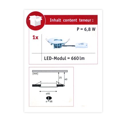 Paulmann 79669 - LED/5,3W IP44 Dimmable bathroom recessed light HOUSE 230V