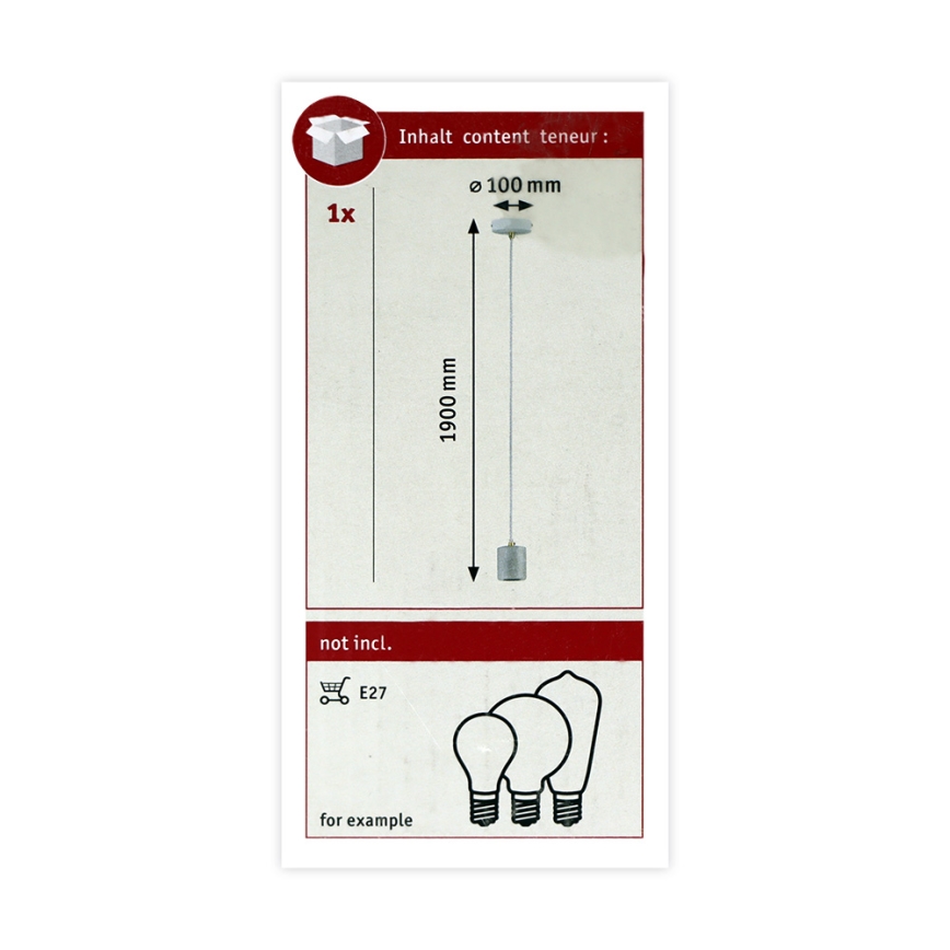 Paulmann 79750 - 1xE27/20W Chandelier on a string NORDIN 230V