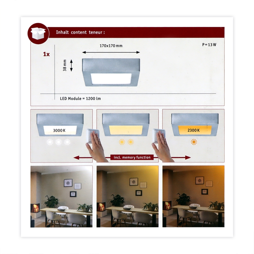 Paulmann 79791 - LED/10,2W Ceiling light CARPO 230V 2300-3000K
