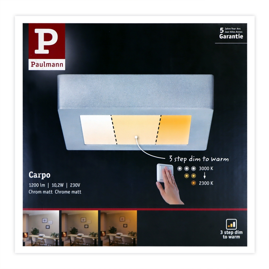 Paulmann 79791 - LED/10,2W Ceiling light CARPO 230V 2300-3000K