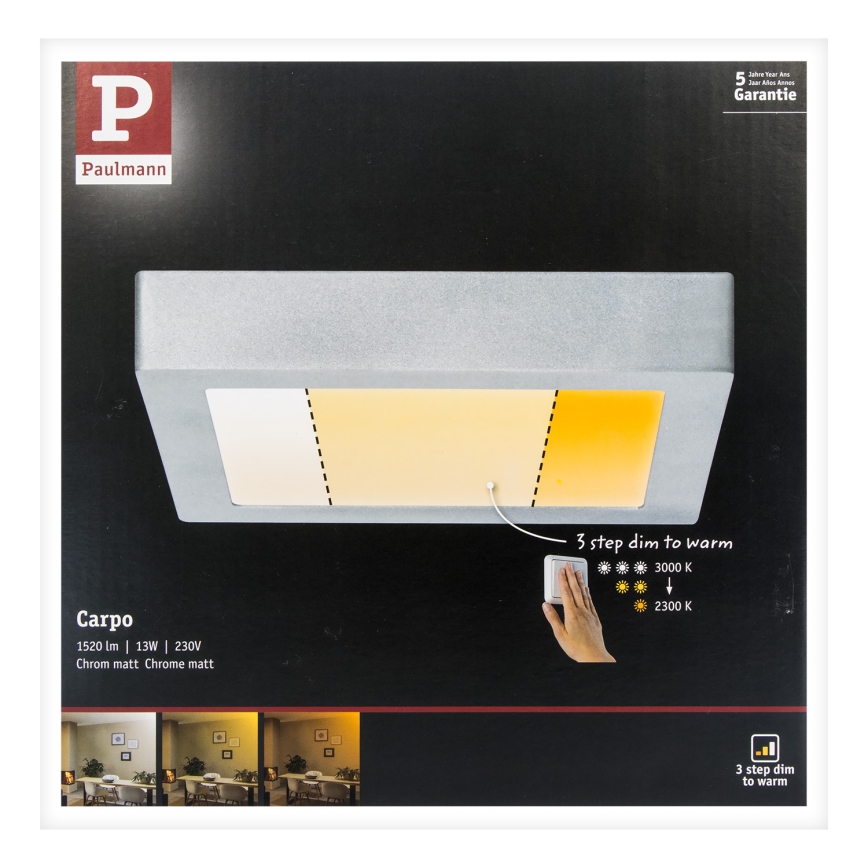 Paulmann 79794 - LED/13W Ceiling light CARPO 230V 2300/2500/3000K