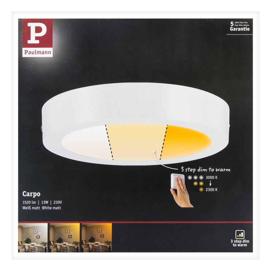 Paulmann 79795 - LED/13W Ceiling light CARPO 230V 2300/2500/3000K