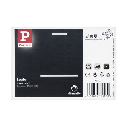 Paulmann 79900 - LED/42W Dimmable chandelier on a string LENTO 230V matte chrome