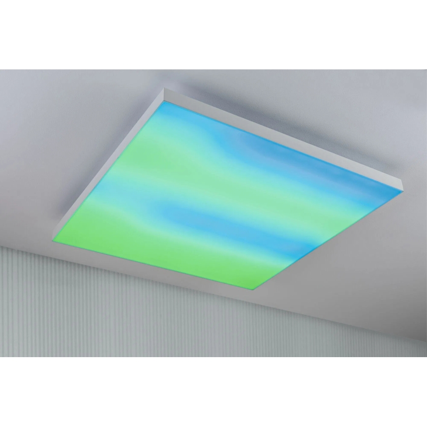 Paulmann 79910 - LORIA LED 31 W RGBW Dimmable Ceiling Light, 230 V, 3000–6500 K, 59.5 x 59.5 cm, White – incl. Remote Control