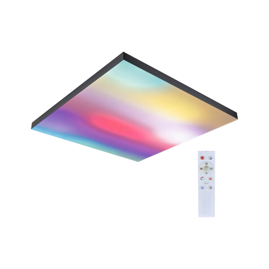 Paulmann 79913 - LORIA LED 31W RGBW Dimmable Ceiling Light, 230 V, 3000–6500 K, 59.5 x 59.5 cm, Black + Remote Control