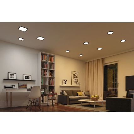 Paulmann 79967 - AREO 16W LED IP44 Dimmable Bathroom Recessed Ceiling Light, 230V, 23x23 cm, Black