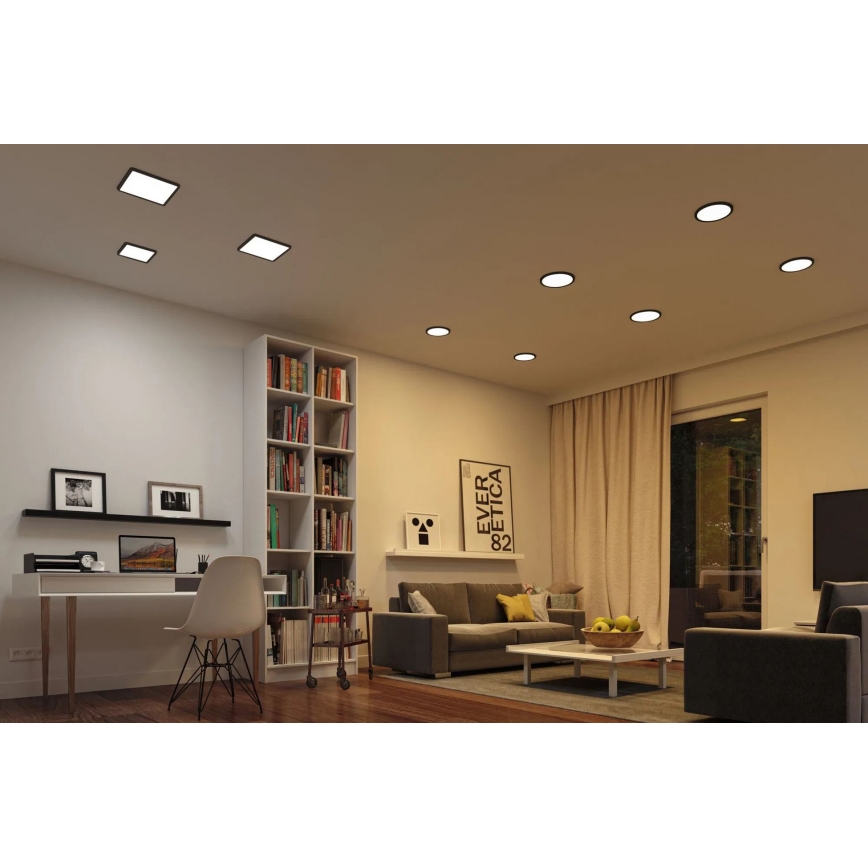 Paulmann 79967 - AREO 16W LED IP44 Dimmable Bathroom Recessed Ceiling Light, 230V, 23x23 cm, Black