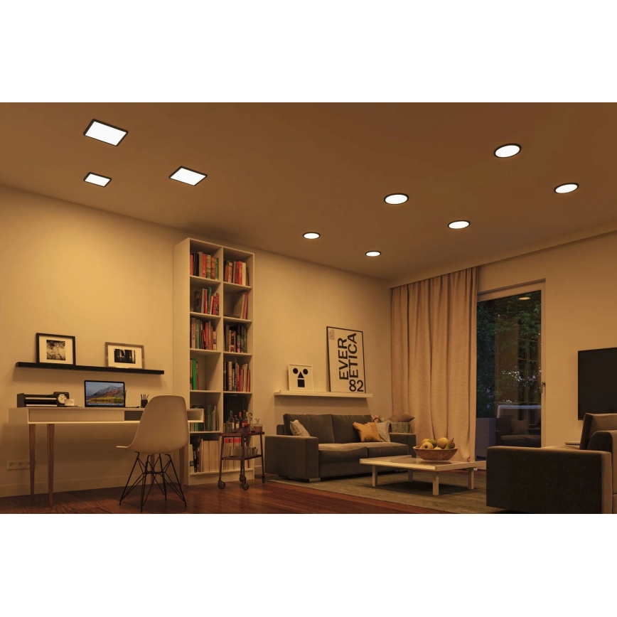 Paulmann 79967 - AREO 16W LED IP44 Dimmable Bathroom Recessed Ceiling Light, 230V, 23x23 cm, Black