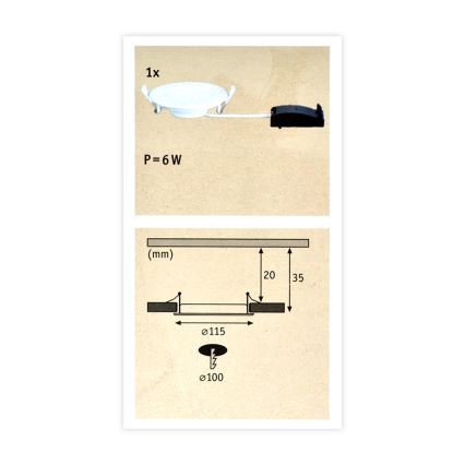Paulmann 92061 - LED/6W IP44 Bathroom suspended ceiling light QUALITY LINE 230V