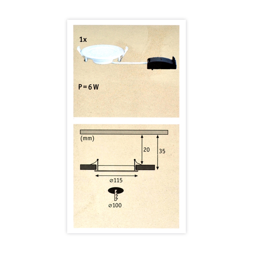 Paulmann 92061 - LED/6W IP44 Bathroom suspended ceiling light QUALITY LINE 230V