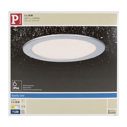 Paulmann 92075 - LED/18W Bathroom recessed light QUALITY LINE 230V IP44