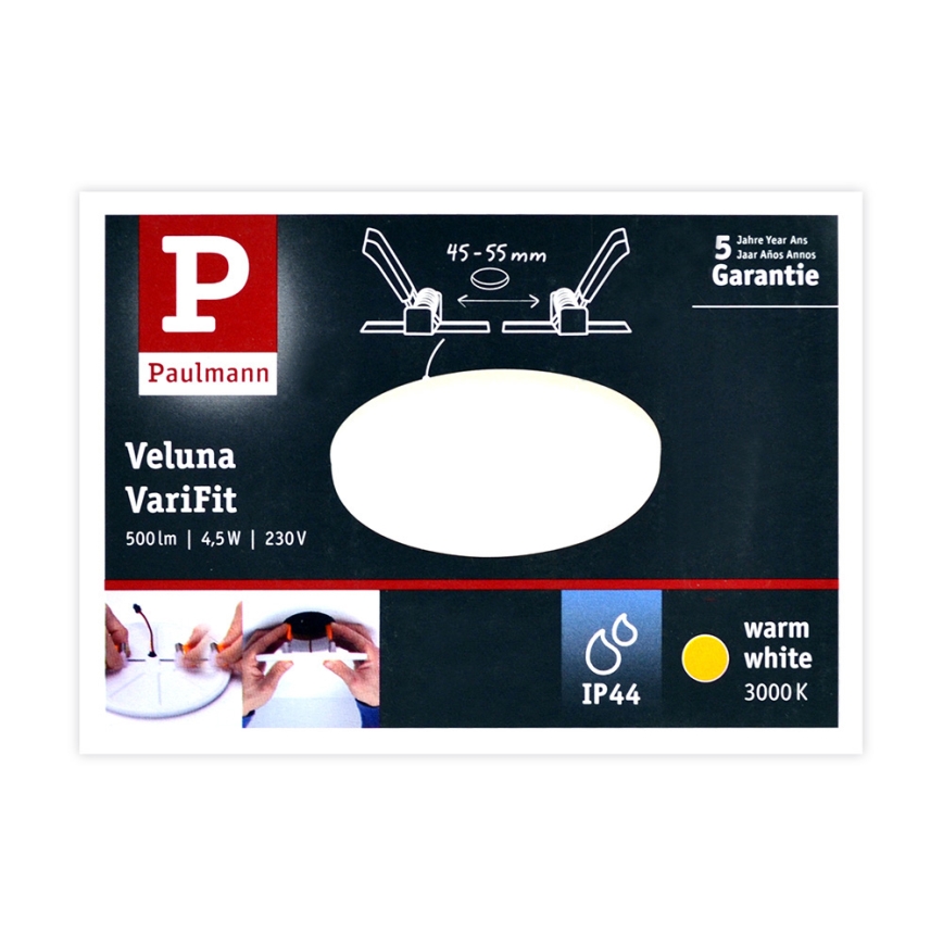 Paulmann 92387 - LED/4,5W IP44 Bathroom recessed light VARIFIT 230V