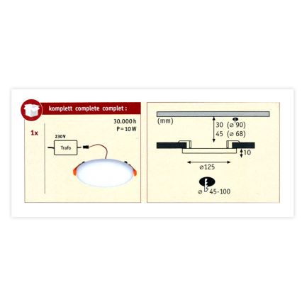 Paulmann 92388 - LED/8,5W IP44 Bathroom recessed light VARIFIT 230V