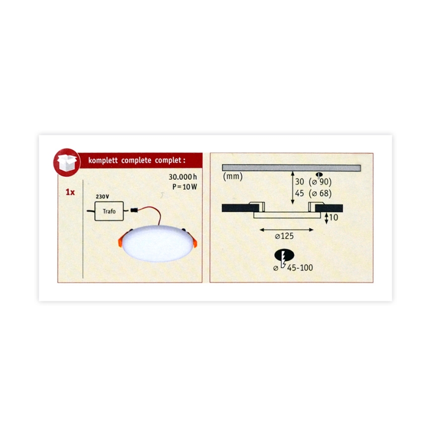 Paulmann 92391 - LED/8,5W IP44 Bathroom recessed light VARIFIT 230V
